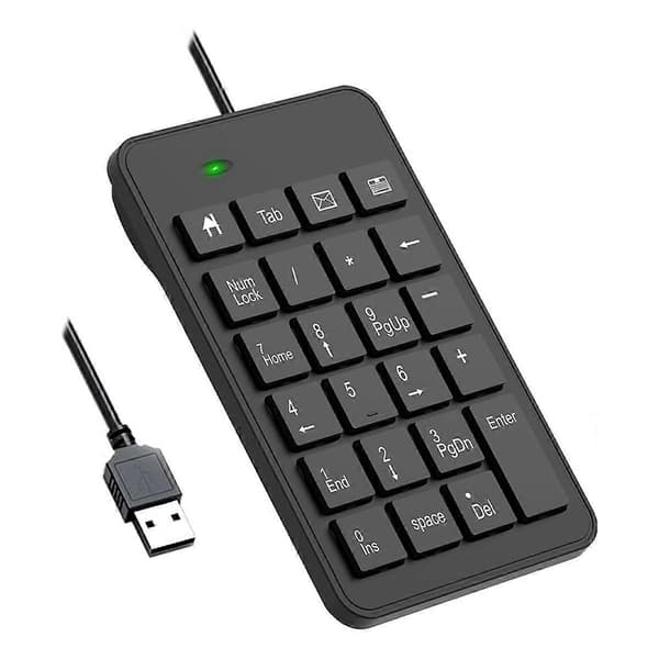 Kablet numerisk tastatur, USB 23-tasters numerisk tastatur til finansiel regnskab, kontortilbehør til bærbar computer, pc, computer