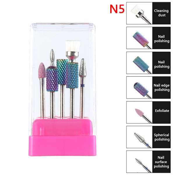 7 st/ set spiksliphuvud elektrisk manikyr spikborr type-N5