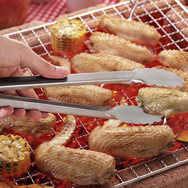 Keittiögrillin ja BBQ-pihdit (hopea, 12 tuumaa), pidennetty ja paksumpi