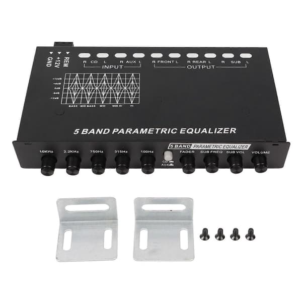 Bilstereo Equalizer Justerbar 5 Bånd Præcis Tuning EQ Tuning Crossover Forstærker Grafisk Equalizer