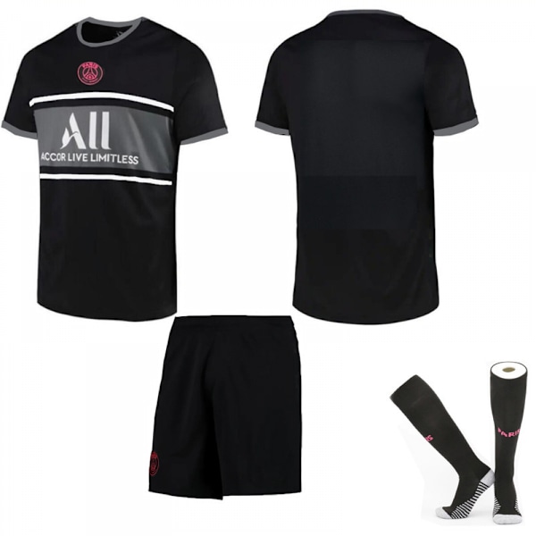 21-22 Paris 2 Away Black Jersey Set Barn Vuxna Fotbollströja Träningströja Blank XL