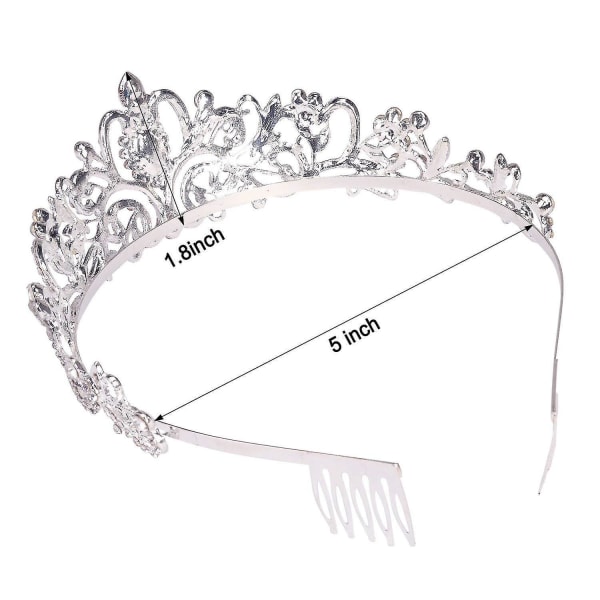 Silver Tiara Kronor Kristall Pannband Prinsessan Rhinestone Krona Med Kammar Brud Pannband Brud Ons