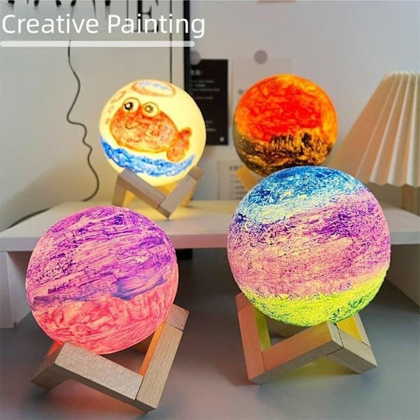 3D Månelampe LED Natlampe 20CM 20CM