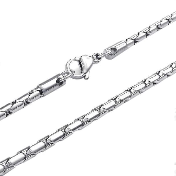 Smycken Herrhalsband, Klassisk länk i rostfritt stål, Silver (3 mm bredd, 55 cm längd)