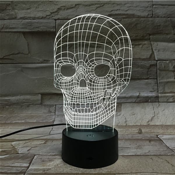 LED bordlampe Skull, fargeskiftende