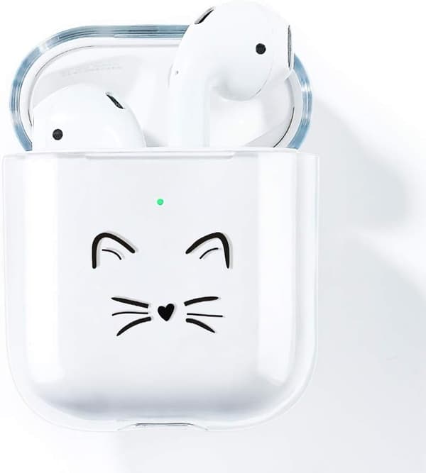 Kat AirPods-etui, Kompatibel med AirPods 2 & 1 Klar Silikon C