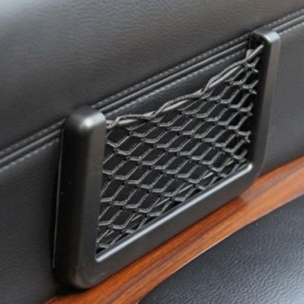 Sort Mesh til opbevaring Bil Bagagerum Mesh Netopbevaringspose Nylon Elastisk Netklæbende pose 20 x 8cm