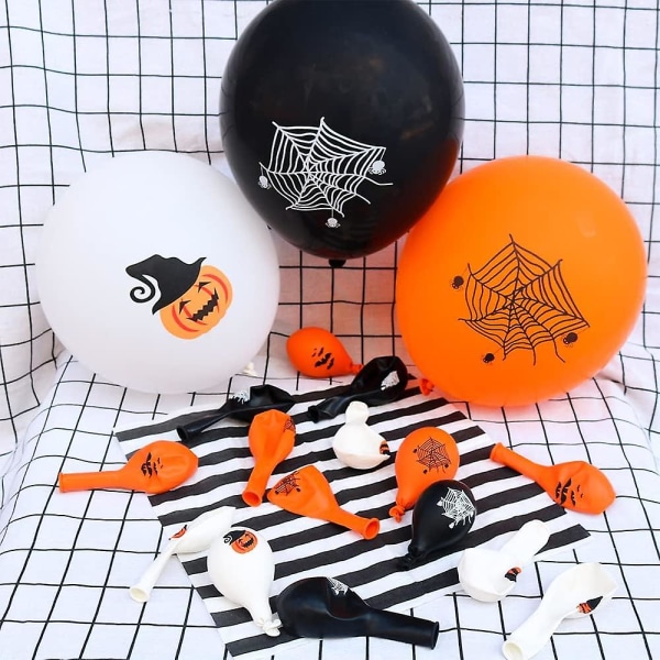 20 stk Svarte Oransje Hvite Lateksballonger - Essential Halloween Party Decor