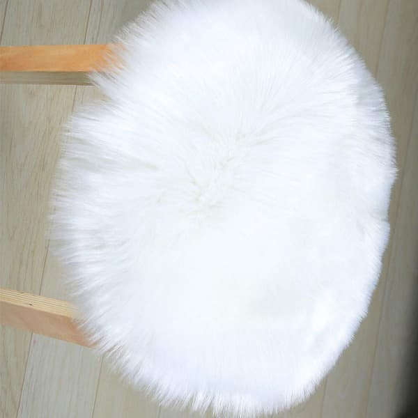 (Beige) Pyöreä lampaan tehoturkistyyny
