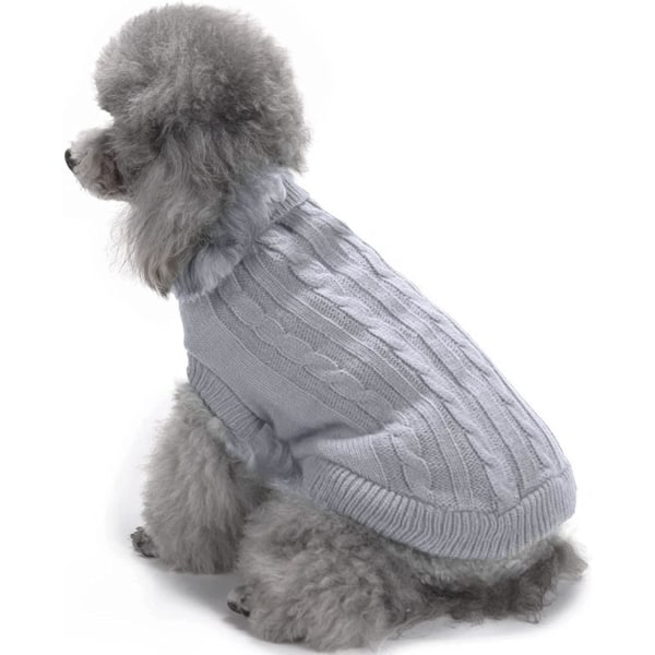 Pet Sweater, Turtleneck Knit Juper Hundtröja Var kappa Söt valp Kattkläder grey m