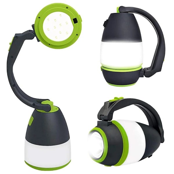 Monitoiminen 3 in 1 retkeilyvalaisin ulkokäyttöön tarkoitettu kohdevalo Koti työpöytävalaisin USB ladattava LED-taskulamppu Kokoontaitettava hätätaskulamppu 1 kpl vihreä