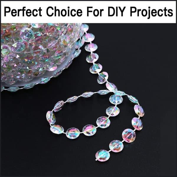 99ft Crystal Bead Garland-strängar, iriserande hängande kristallpärlor