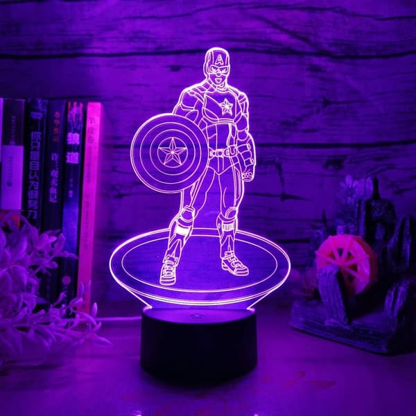 Captain America 3D Natlampe The Avengers Sort Base