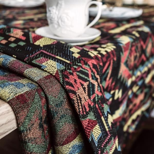 Bordsduk, psykedelisk duk, retro techno abstrakt geometriskt mönster 90-talsdesign print, rektangulär duk för restaurang Ro