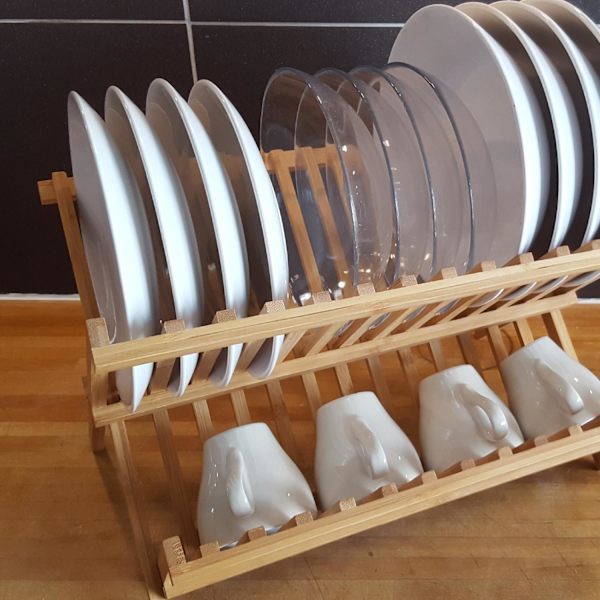 Hopfällbart Diskställ i Bambu beige