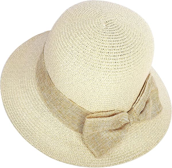 Dames Foldsom Strå Solhat Rullebred Sommer UV Strand Solhat