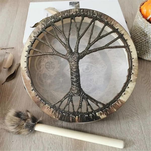 Måneformet tromme Månestil Lydefterligning Fåreskinds Percussioninstrument 25cm