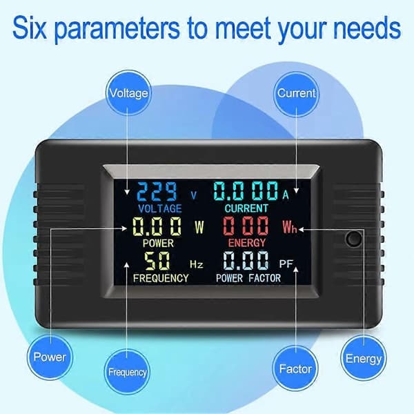 PZEM-022- Enfaset AC Volt Amp Meter Farveskærm Frekvens Effektfaktor Wattmeter Strømmåler 100A med Spole CT
