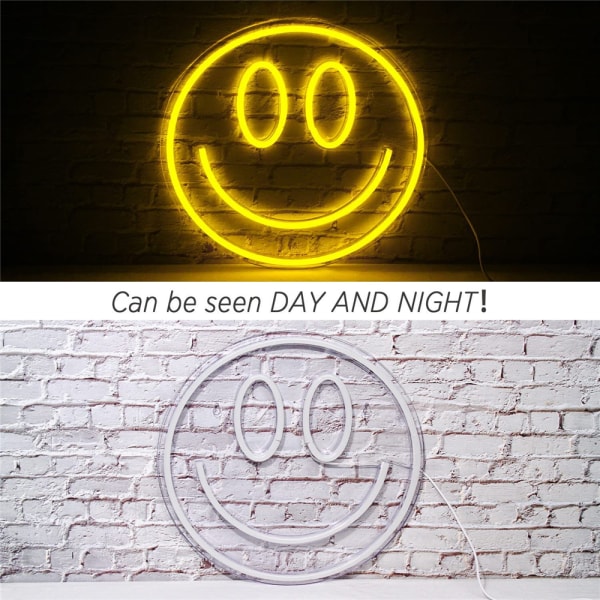 LED Smile Face Neonskylt Väggdekor USB Nattljusskyltar Barn