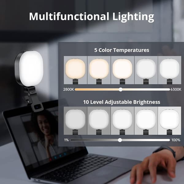 LED videolys kameralys mini selfie-lys oppladbart klipslys