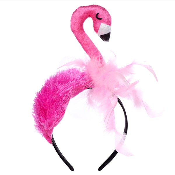 Pannband flamingo, huvudbonad, plysch, tiara, kostym, förklädnad, th