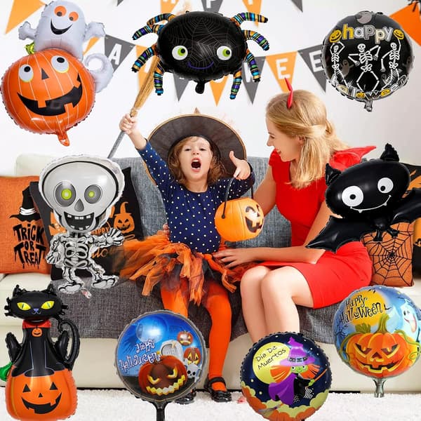 9 stk halloween sæt - græskarheksedødningehoved Kat