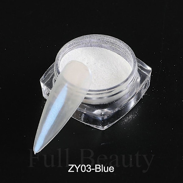 Spegel Nagelpulver Pigment Pärla Vit Gnidning På Nail art Glitter Dust Krom Aurora Blå Manikyr Holografiska dekorationer TrzyZY03 Blå