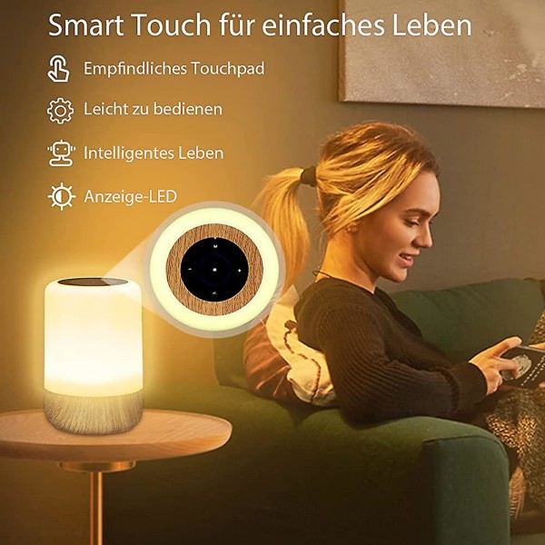 Dimbar touch LED sänglampa, USB laddnings nattlampa 7 färger