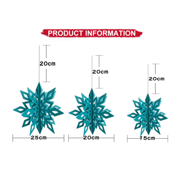 3D Snowflake Ornament Paper Hängande Snowflake med rep för silver