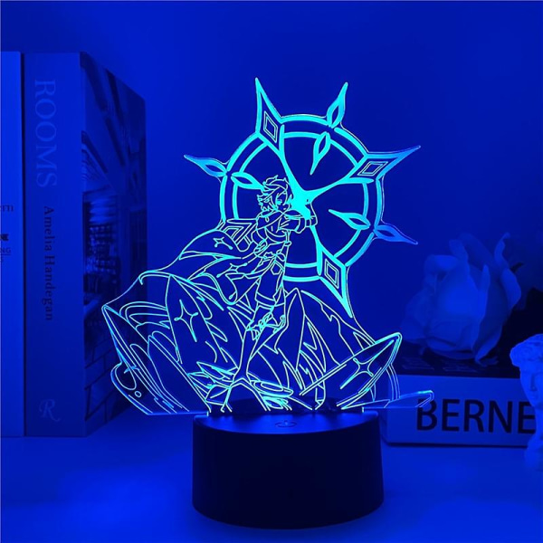 Genshin Impact Night Light 3d Illusion Anime-lampa för sovrumsinredning Led-ljus Atmosfär Nattlampor vid sängbord Genshin Kids GiftO