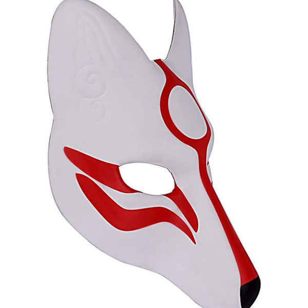 Röda och vita Fox Cosplay-masker, Halloween-masker, japanska masker,