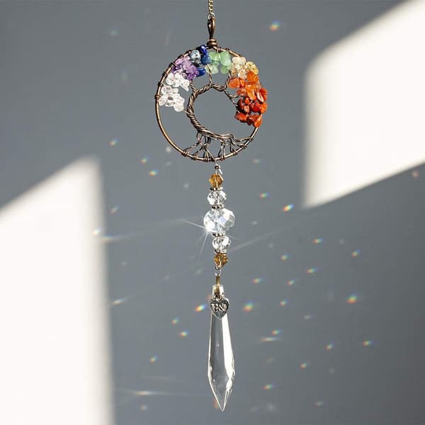 Glas Suncatcher hängande prydnad Life Tree Glashänge
