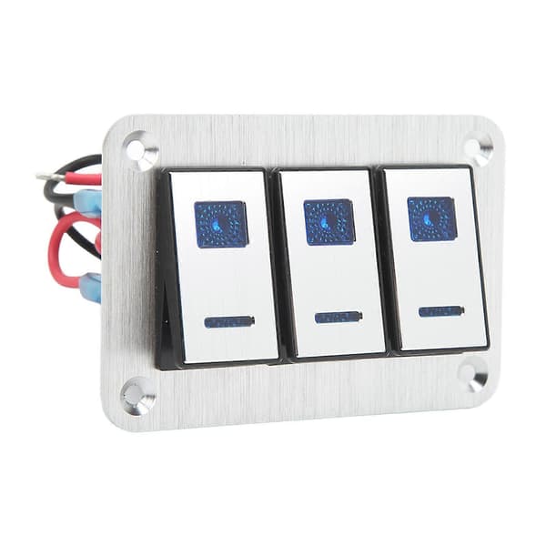 Vippebryterpanel 3-veis DC 12V 24V 5-pinners blått lys vippebryter på/av lyskontrollpanel