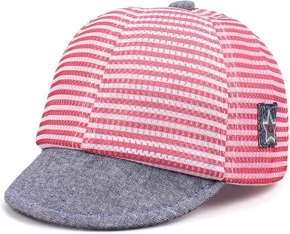 Sommerbabyhatt med stjernebroderi 6 - 36 måneder (Røde striper 43 -