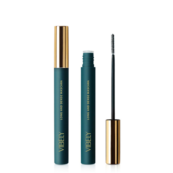 Vibely Ohut Paksu Erittäin hieno harjaspää Vihreä Tuubi Värimascara Taivuttava Luonnollinen Vedenkestävä Mascara Black