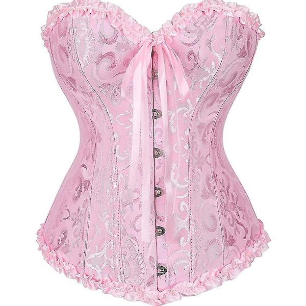 Seksikkäät naiset Bustier Korsetti Kukka Nyöritys Korsetti Toppi Luullinen Vyötärövalmentaja Alusvaatteet Overbust Korsetit Vartalon Muotoilija Plus Koko, ruskea 5XL