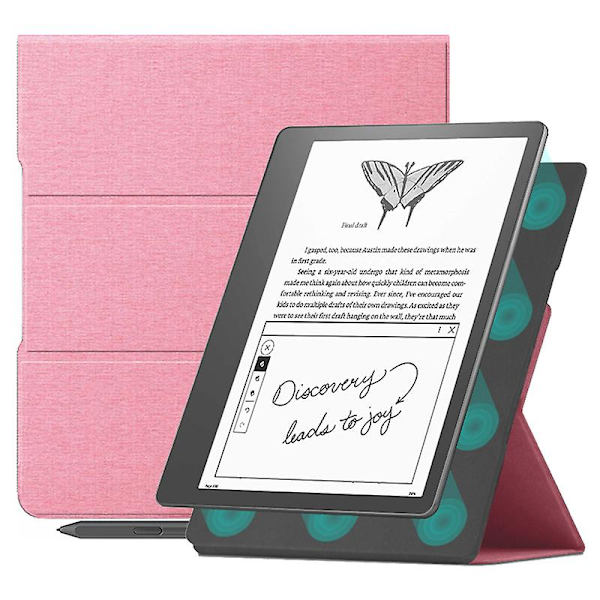 För Amazon Kindle Scribe Magnetic E- case Pu Läderställ Cover Pink