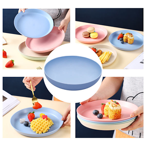 Hvedestrå dybe middagstallerkener - Ubrydelig robust plast blue