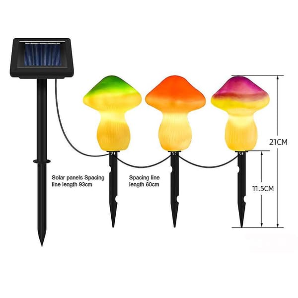 Svamp utomhus Söt form Landskapsbelysning Solar Path Lights Trädgårdsdekoration (3st)