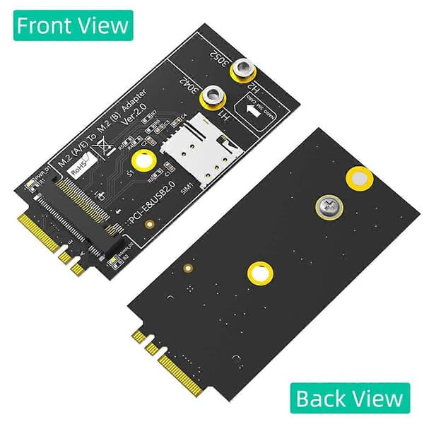 M.2 Key B - A+E-adapteri NANO SIM -korttipaikalla 3G/4G/5G-moduulille