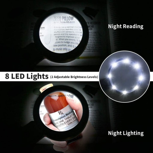 Förstoringsglas 5X, 8 LED-belysning