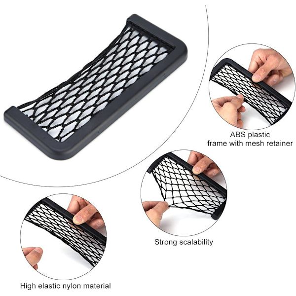 Sort Mesh til opbevaring Bil Bagagerum Mesh Netopbevaringspose Nylon Elastisk Netklæbende pose 20 x 8cm