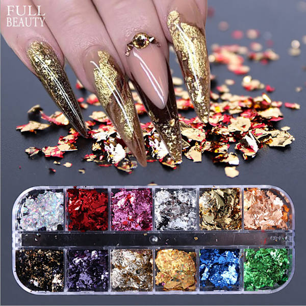 8g Nail Art Glitters Snowflake Paljetter Rainbow Laser Nail CBH