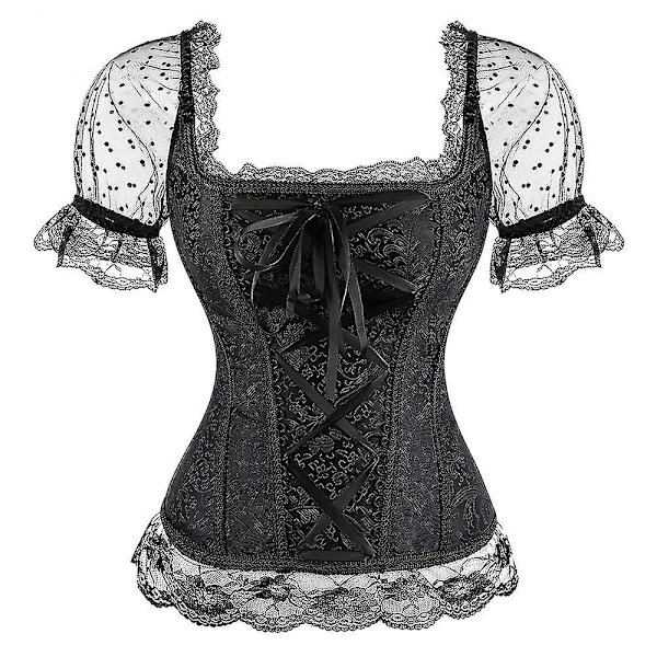 Naisten Steampunk-korsettimekko Vintage-asu Hippie Summer Clubwear Korsetti Toppi Hame Setti Corset Only M