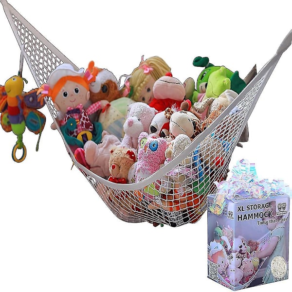 Jumbo Toy Hängmatta Gosedjur och leksaksförvaring Hängmatta Nät 70" Väggsele Hörn Extra Stora Barn Barn Mesh Toy Net Organizer