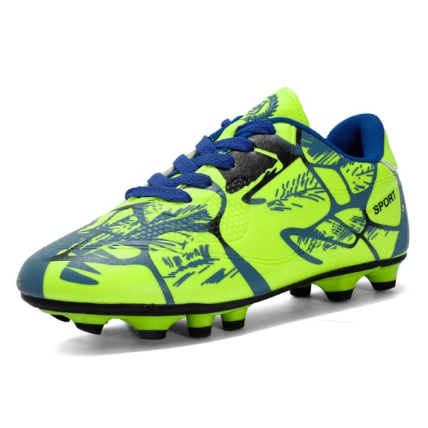 Børn Teenager Fodboldstøvler Spikes Sko Fodbold Trænings Sneaker Green 41