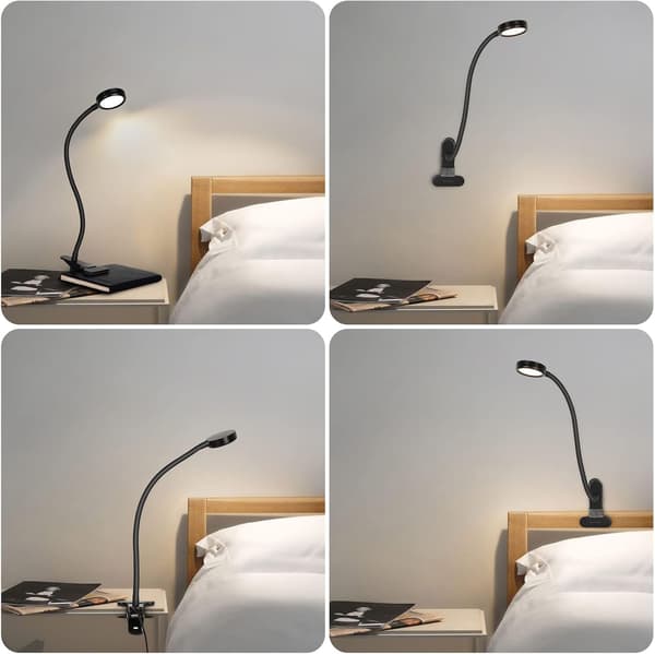 Clip-Light LED Skrivebordslampe Klemme Lesebord Seng med Adapter Bri