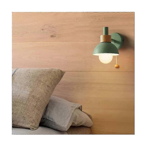 LED Vägglampa med Strömbrytare Trä Sconce Lampor Inomhusbelysning Heminredning Säng Sovrum Vardagsrum