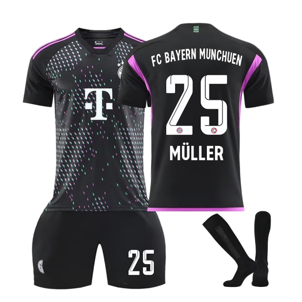 2324Bayern borta svart fotbollströja ärm för vuxna barn NO.25with socks 18