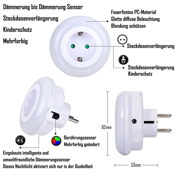 LED-sockel nattlampa med inbyggd sockel Dusk Sensor